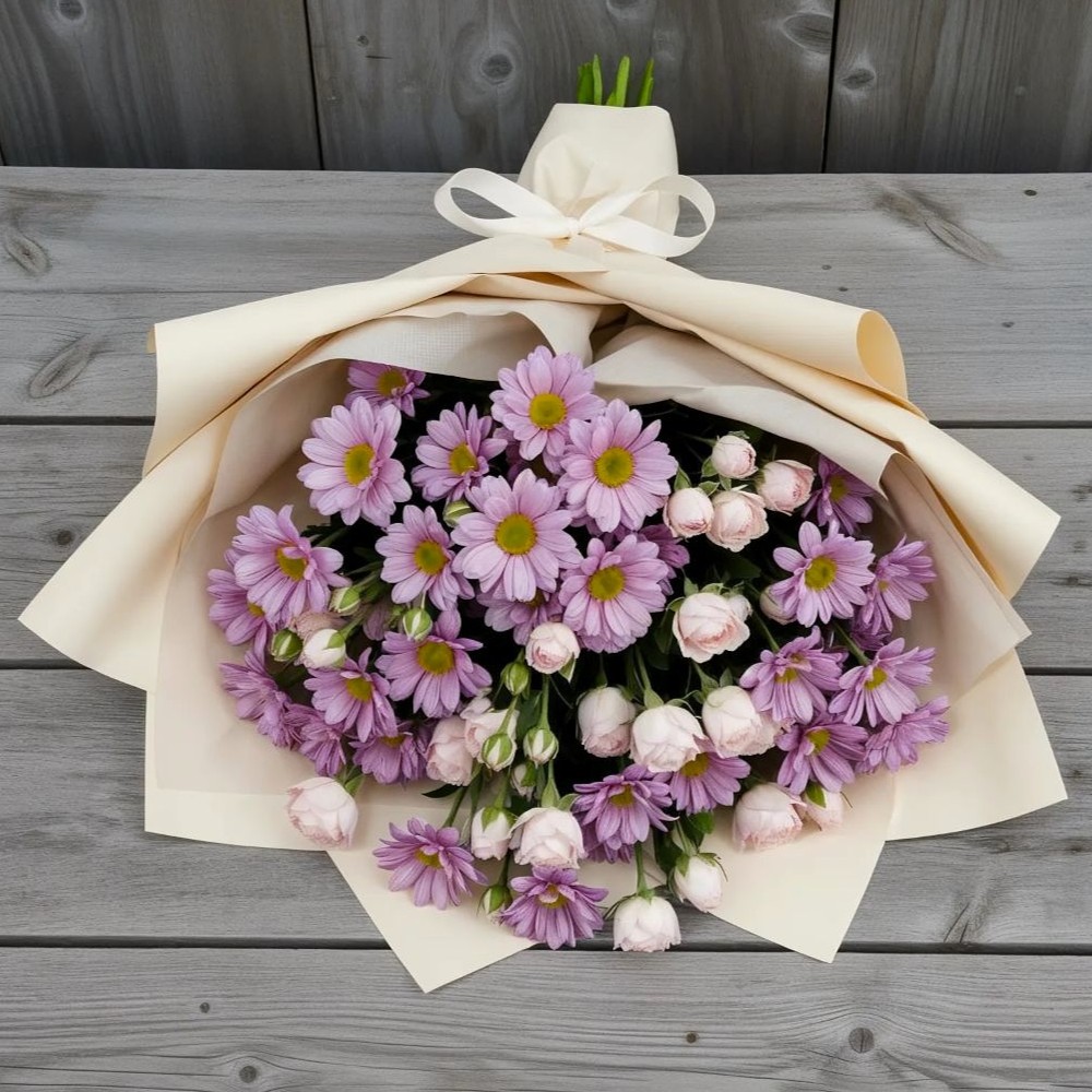 Букет цветов из: Розы и Хризантемы в Мраково Кугарчинский район