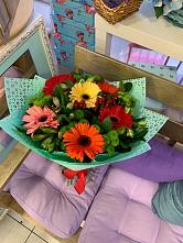 Букет цветов из:  Герберы, Хризантемы и Альстромерии #REPLACE_PRED# Мраково Кугарчинский район