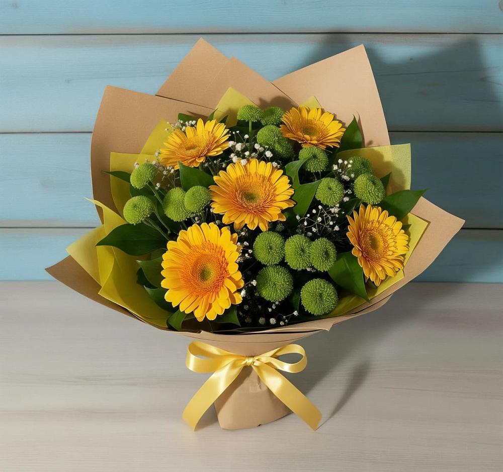 Букет цветов из: Герберы и Хризантемы в Мраково Кугарчинский район