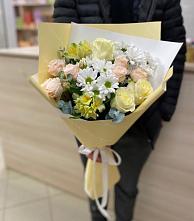 Букет цветов из:  Альстромерии, Розы и Хризантемы в Мраково Кугарчинский район
