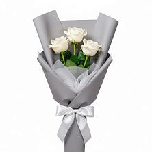 Букет 3 белые розы в Мраково Кугарчинский район