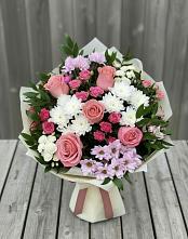 Букет цветов из:  Альстромерии, Гвоздики, Розы и Хризантемы в Мраково Кугарчинский район