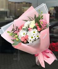 Букет цветов из:  Розы, Лизиантусы и Хризантемы в Мраково Кугарчинский район
