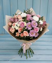 Букет цветов из:  Хризантемы, Розы и Альстромерии #REPLACE_PRED# Мраково Кугарчинский район