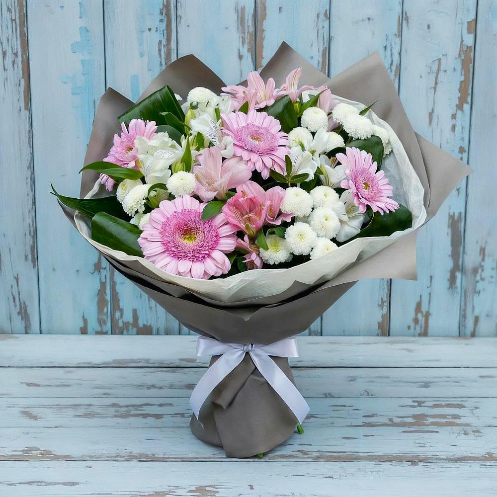 Букет цветов из: Герберы, Альстромерии и Хризантемы в Мраково Кугарчинский район