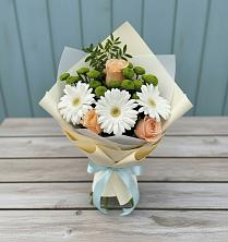 Букет цветов из:  Герберы, Розы и Хризантемы в Мраково Кугарчинский район