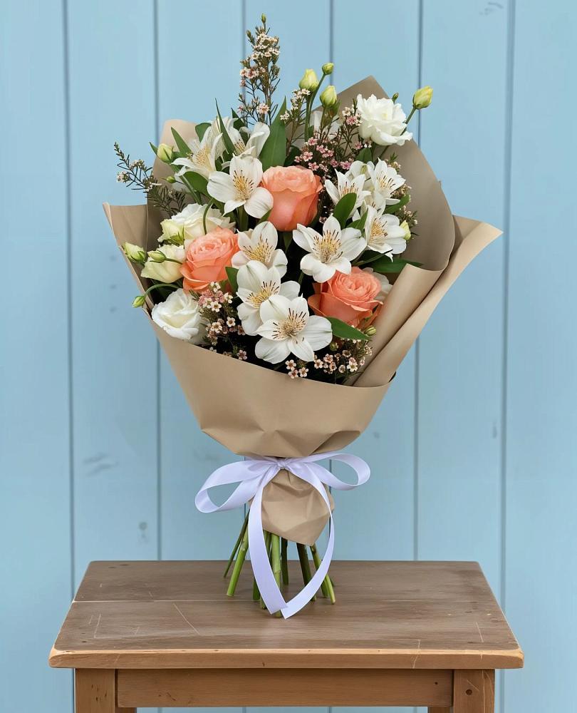 Букет цветов из: Альстромерии, Лизиантусы, Розы и Хризантемы в Мраково Кугарчинский район